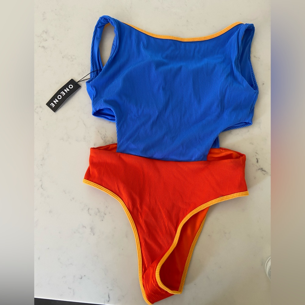 OneOne Swimwear - Blue and Orange One Piece w. Cut Outs